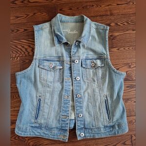 Denim Vest with Button Closure